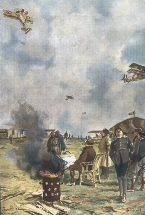 Framed Print : First World War (1918). French flying school. Illustration Framed Print : First World War (1918). French flying school. Illustration