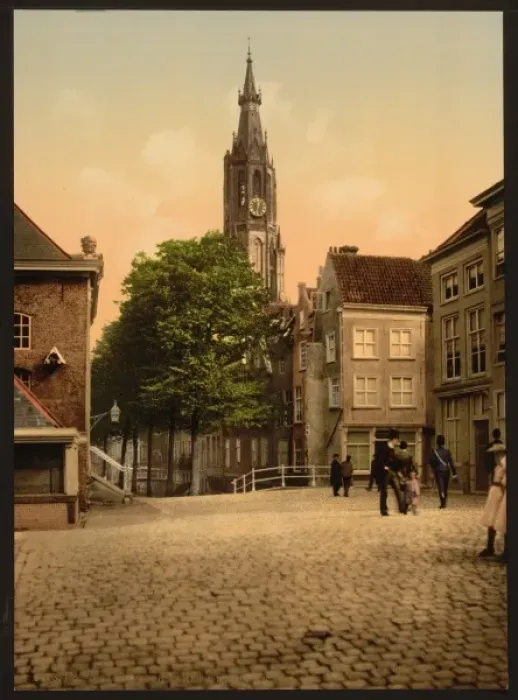 Framed Print : Fish market and new church, Delft, Holland Framed Print : Fish market and new church, Delft, Holland