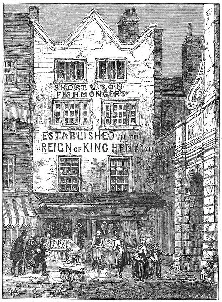 Fish shop. The old fish shop owned by Short & Son by Temple Bar. 1846. Date: 1846