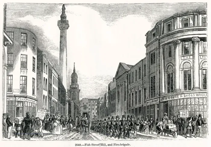 Framed Print : Fish Street Hill and Fire-Brigade Framed Print : Fish Street Hill and Fire-Brigade