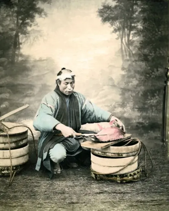 Framed Print : Fish vendor, Japan Framed Print : Fish vendor, Japan