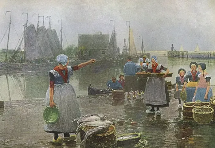 Framed Print : Fisher Folk in Holland Framed Print : Fisher Folk in Holland