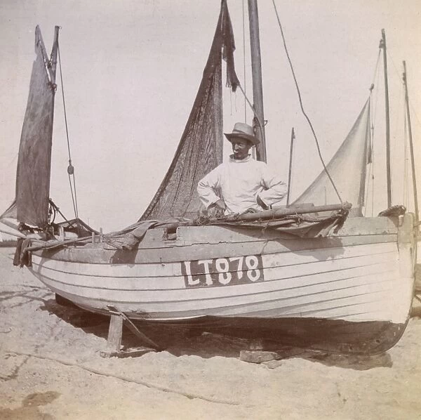 Fisherman in a boat, Southwold, Suffolk