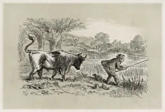 Framed Print : Fisherman and a Bull Framed Print : Fisherman and a Bull