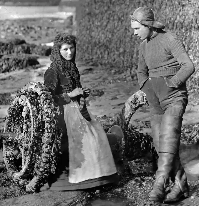Framed Print : Fisherman and friend, Victorian period Framed Print : Fisherman and friend, Victorian period