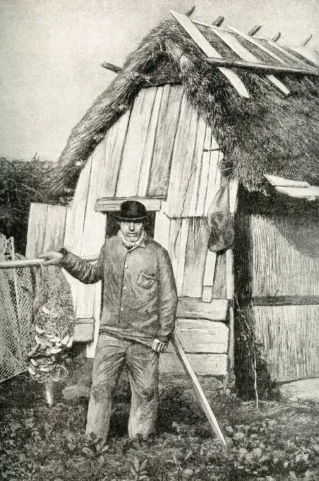 Framed Print : Fisherman outside his hut, Republic of Estonia Framed Print : Fisherman outside his hut, Republic of Estonia