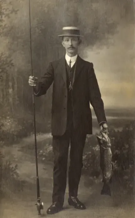 Framed Print : Fisherman and record trout Framed Print : Fisherman and record trout
