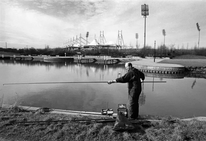 Framed Print : Fisherman at Tinsley Locks, Sheffield Framed Print : Fisherman at Tinsley Locks, Sheffield