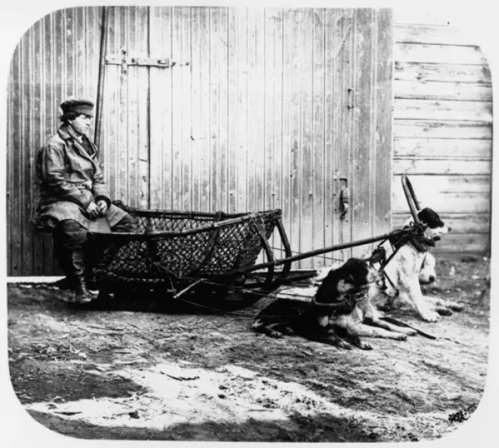 Framed Print : Fishermans Sledge - Pulled by Dogs Framed Print : Fishermans Sledge - Pulled by Dogs