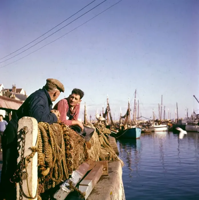 Framed Print : Two fishermen in Brixham Harbour, Devon Framed Print : Two fishermen in Brixham Harbour, Devon