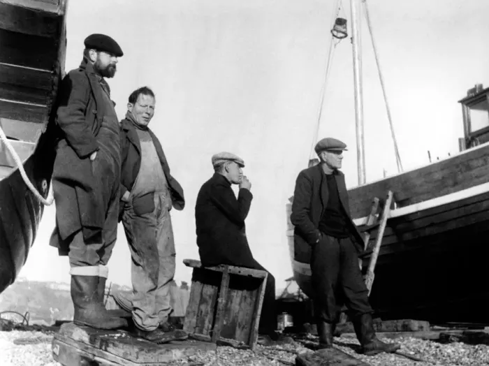 Framed Print : Fishermen at Hastings, Sussex Framed Print : Fishermen at Hastings, Sussex