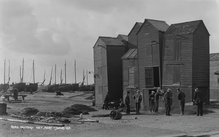 Framed Print : Fishermen at the Net Shop Framed Print : Fishermen at the Net Shop