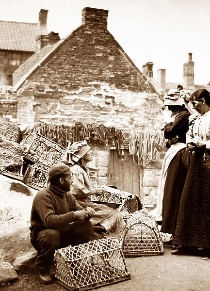 Fishermen in North Yorkshire, possibly Staithes or Whitby