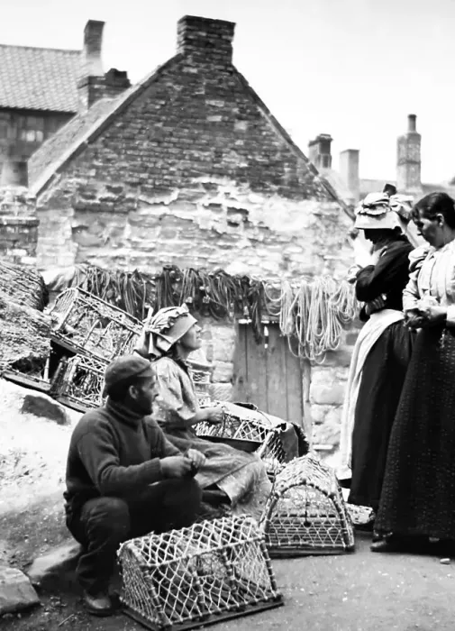 Framed Print : Fishermen, possibly Staithes Framed Print : Fishermen, possibly Staithes