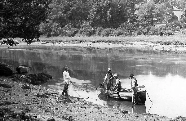 Fishermen on the River Dart Victorian period