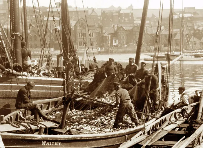 Framed Print : Fishermen, Whitby early 1900's Framed Print : Fishermen, Whitby early 1900's