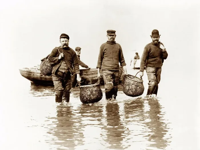 Framed Print : Fishermen, Whitstable early 1900's Framed Print : Fishermen, Whitstable early 1900's