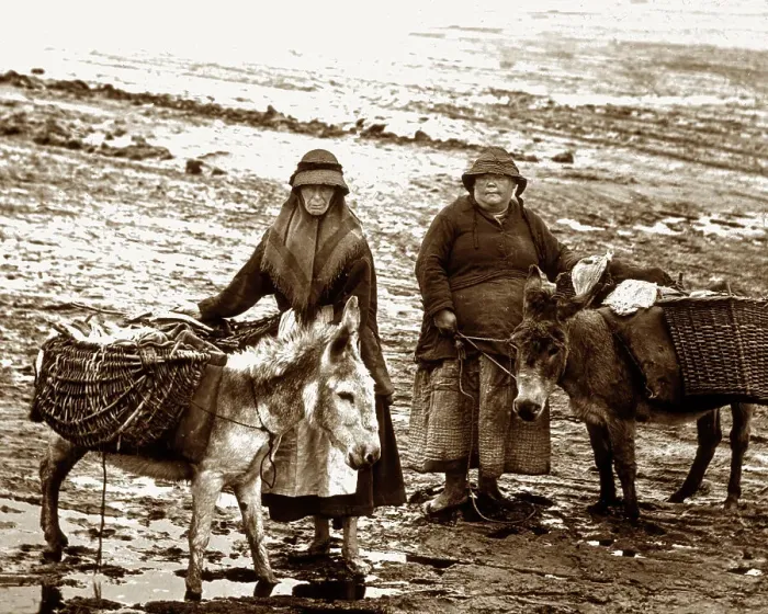 Framed Print : Fisherwomen, Holy Island, Victorian period Framed Print : Fisherwomen, Holy Island, Victorian period