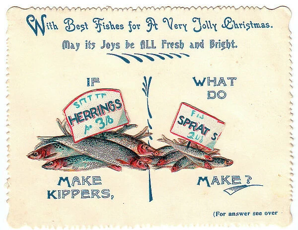 Fishes with comic verse on a Christmas card