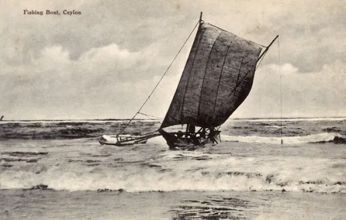 Framed Print : Fishing boat on the sea, Ceylon (Sri Lanka)
