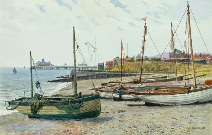 Framed Print : Fishing boats on the beach, Eastbourne, East Sussex Framed Print : Fishing boats on the beach, Eastbourne, East Sussex