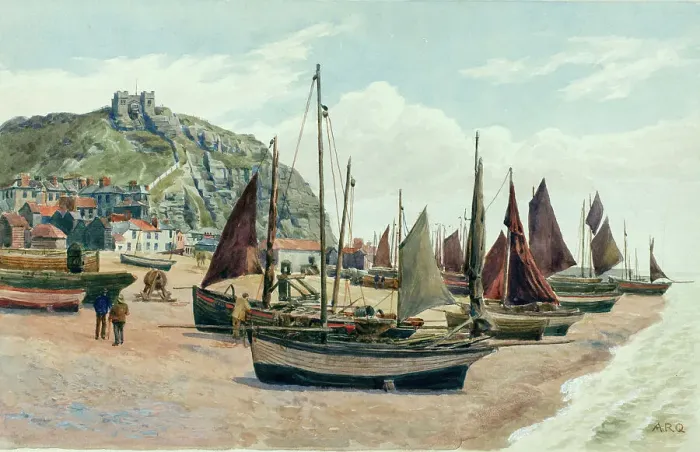 Framed Print : Fishing boats on the beach, Hastings, East Sussex Framed Print : Fishing boats on the beach, Hastings, East Sussex