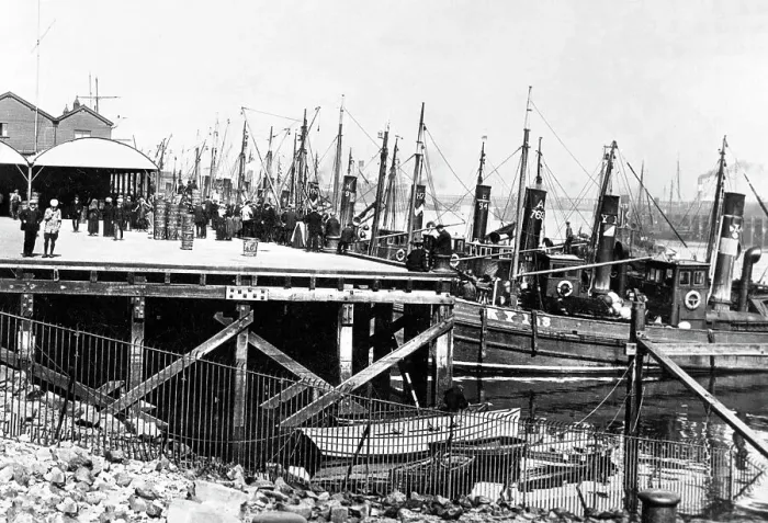 Framed Print : Fishing boats, Blyth Northumberland early 1900's
