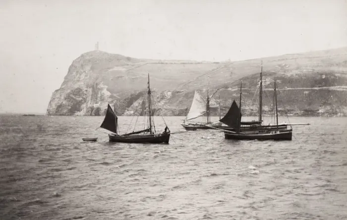 Framed Print : Fishing Boats, Bradda Head, Isle of Man Framed Print : Fishing Boats, Bradda Head, Isle of Man