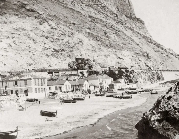 Framed Print : Fishing boats, Catalan Bay Gibraltar, c. 1890 Framed Print : Fishing boats, Catalan Bay Gibraltar, c. 1890