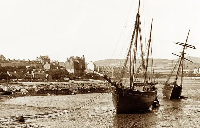 Framed Print : Fishing boats, Port St. Mary, Isle of Man, Victorian period