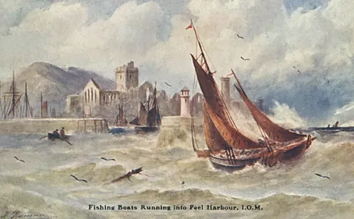 Framed Print : Fishing Boats running into Peel Harbour - Isle of Man Framed Print : Fishing Boats running into Peel Harbour - Isle of Man