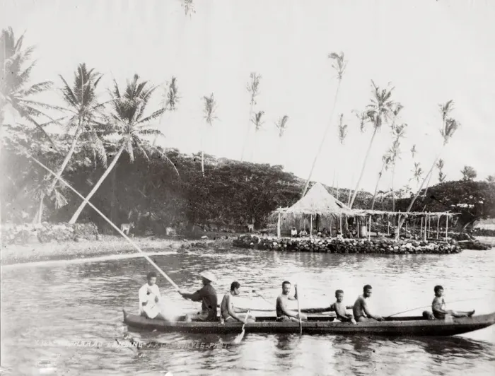 Framed Print : Fishing canoe and crew, Hawaii Framed Print : Fishing canoe and crew, Hawaii