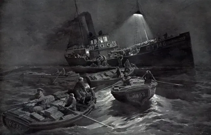 Framed Print : The Fishing Fleets in the North Sea: A Night Scene off the D Framed Print : The Fishing Fleets in the North Sea: A Night Scene off the D