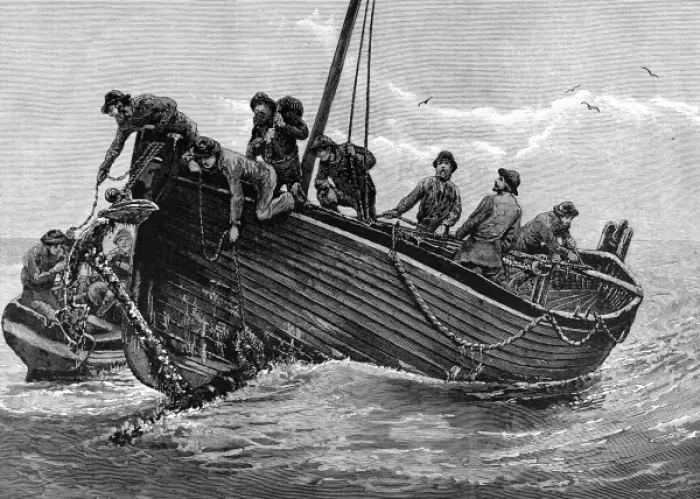 Framed Print : Fishing Up Lost Anchors, June 1885 Framed Print : Fishing Up Lost Anchors, June 1885