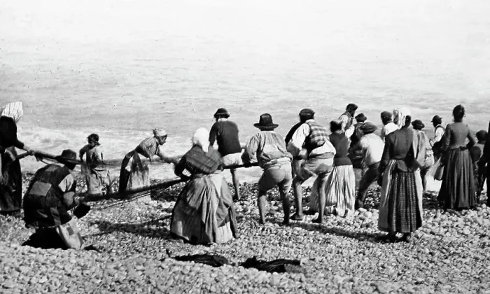 Framed Print : Fishing, Menton, France, Victorian period Framed Print : Fishing, Menton, France, Victorian period