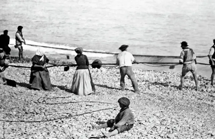 Framed Print : Fishing, Menton, France, Victorian period Framed Print : Fishing, Menton, France, Victorian period