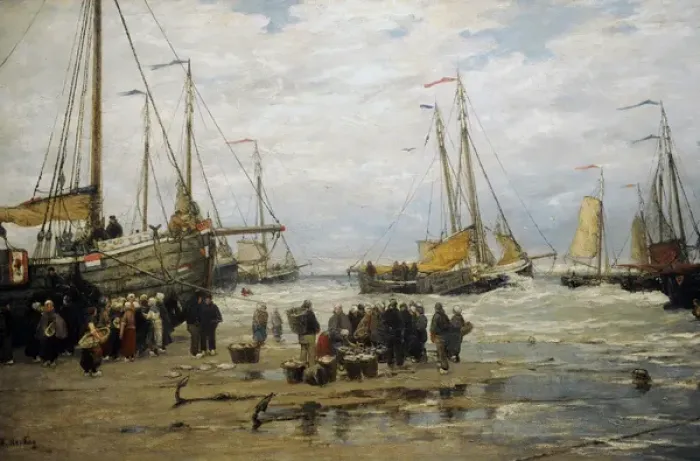 Framed Print : Fishing Pinks in Breaking Waves, c. 1875-1885, by Hendrik Wi Framed Print : Fishing Pinks in Breaking Waves, c. 1875-1885, by Hendrik Wi