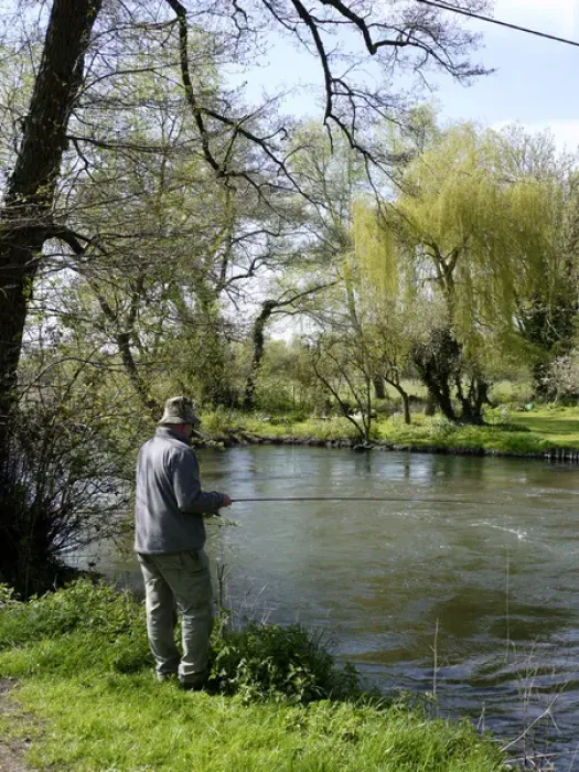 Framed Print : Fishing on a river in Hampshire Framed Print : Fishing on a river in Hampshire