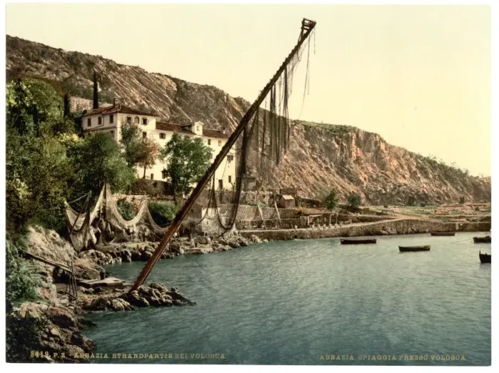 Framed Print : Fishing village, Volosca, Abbazia, Austro-Hungary Framed Print : Fishing village, Volosca, Abbazia, Austro-Hungary