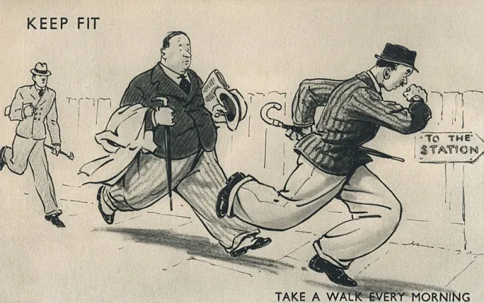 Framed Print : Keep Fit - Running for the Train Framed Print : Keep Fit - Running for the Train