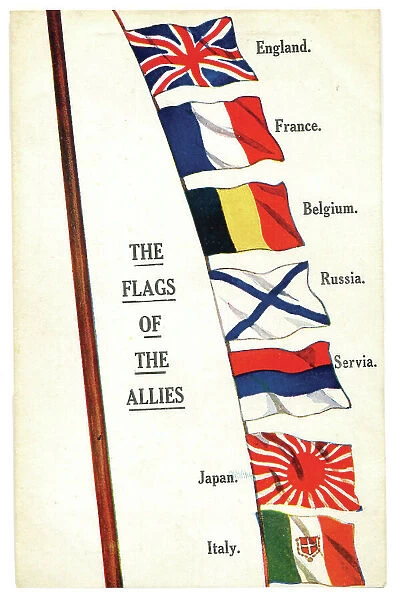 Flags of the Allies run up a flagstaff
