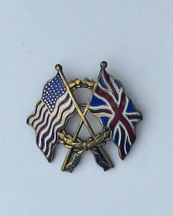 Framed Print : Flags of the USA and the United Kingdom brooch Framed Print : Flags of the USA and the United Kingdom brooch