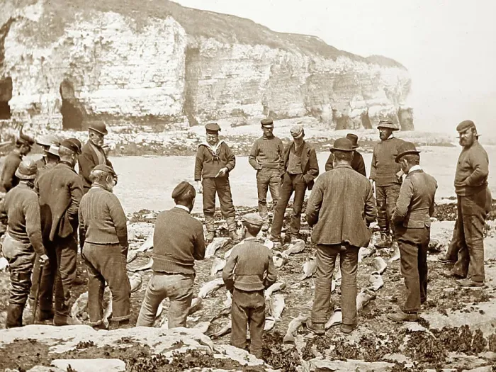 Framed Print : Flamborough fishermen, Victorian period Framed Print : Flamborough fishermen, Victorian period