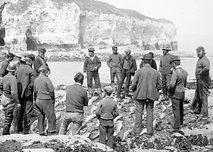 Framed Print : Flamborough fishermen, Victorian period Framed Print : Flamborough fishermen, Victorian period