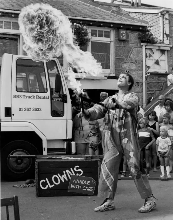 Framed Print : Flame-Throwing Clown Framed Print : Flame-Throwing Clown
