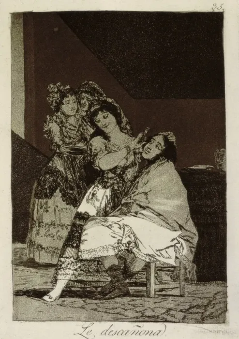 Framed Print : he fleeces him. Plate 35 of Los Caprichos Framed Print : he fleeces him. Plate 35 of Los Caprichos
