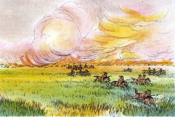 Framed Print : FLEEING PRAIRIE FIRE Framed Print : FLEEING PRAIRIE FIRE