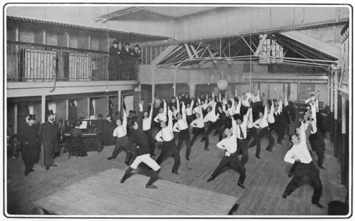Framed Print : Fleet Street newspaper clerks exercising at lunch time Framed Print : Fleet Street newspaper clerks exercising at lunch time