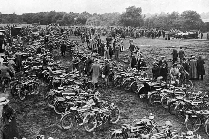 Framed Print : Fleets of motorcyles at the outbreak of war Framed Print : Fleets of motorcyles at the outbreak of war