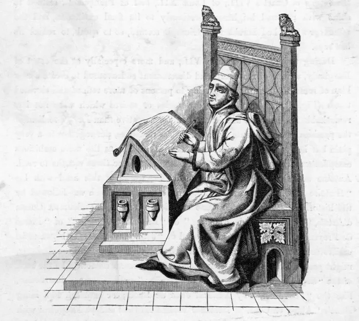 Framed Print : FLEMISH MONK COPYING Framed Print : FLEMISH MONK COPYING